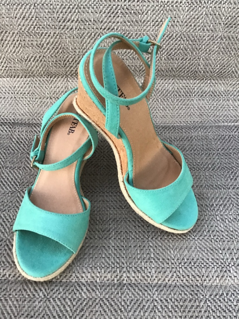 JustFab Turquoise Open-Toe Ankle Strap Sandals